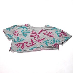 Fila Womens Size Small Big Girls Large (14/16) Grey Multicolored Crop Shirt